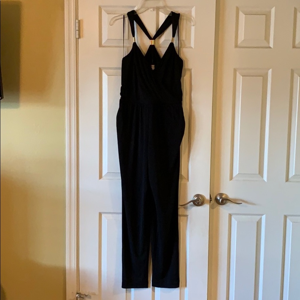 Jennifer Lopez black cross front jumpsuit